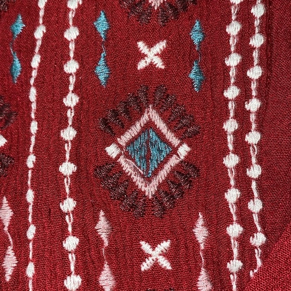 KNOX ROSE maxi embroidered tiered boho gauze 2 pockets 46” long NEW size 2X - Picture 4 of 9